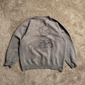 HEATHER GREY CROOKS & CASTLES DISTRESSED "ROBBER" SWEATSHIRT